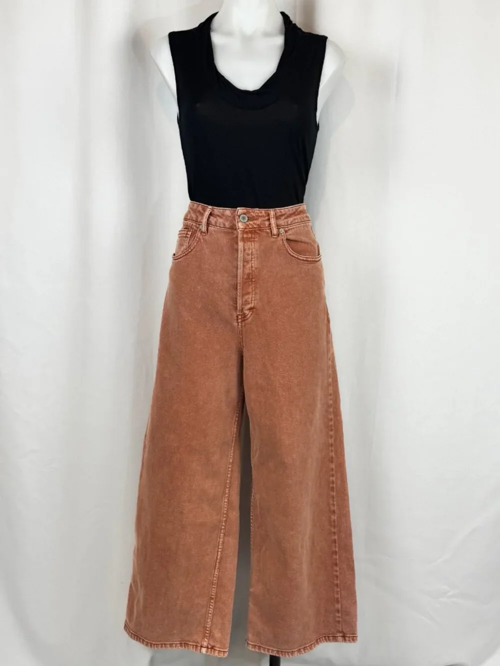 Free People High Rise Wide Leg Cropped Denim Size 29